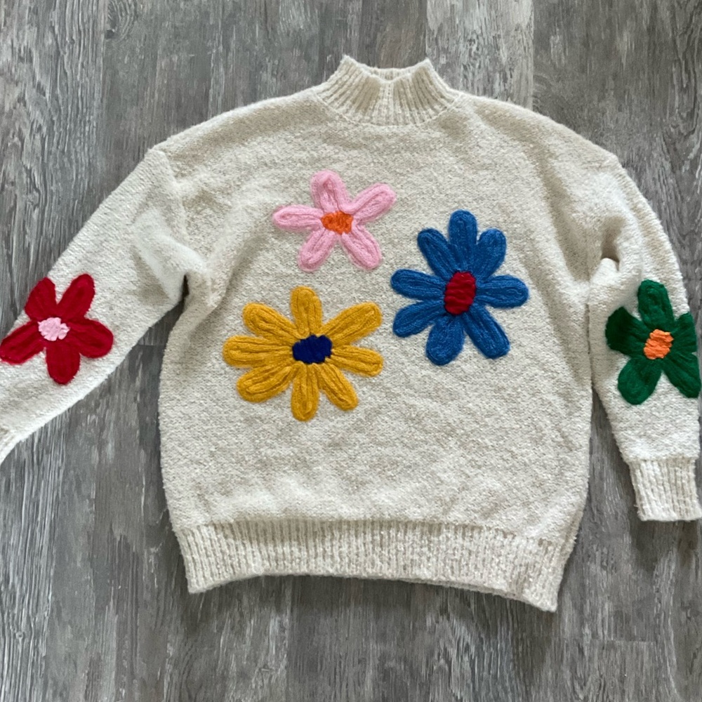 Floral Knit Sweater One Size / 1X | Chunky Cozy Statement Pullover